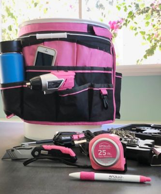 Image showing  34-Pocket Tool Bucket Organizer, Pink