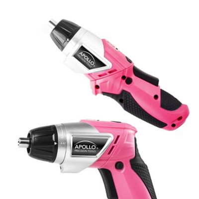 Image showing  Cordless 3.6V Lithium-Ion Screwdriver, Rechargeable, 45 pc. Set, Pink