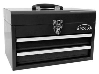 Apollo Tools 14 in. x 8.86 in. 2-Drawer Steel Chest, Black