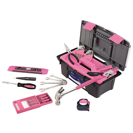 Apollo Tools Tool Kit with Tool Box, Pink, 53 pc., DT9773P