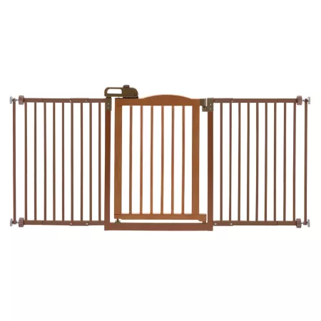 Richell One Touch Pet Gate II Large 32.1 in to 62.8 in Brown Pet Gates