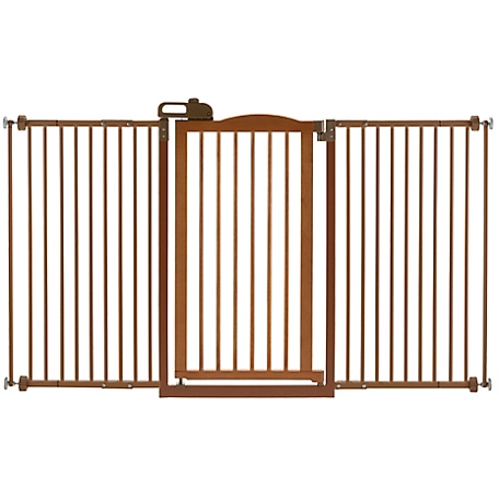 Richell Tall One-Touch Pet Gate II, 32.1 in. to 62.8 in., Brown