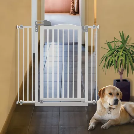 Richell Tall One-Touch Pet Gate II 32.1 in to 36.4 in White Pet Gates