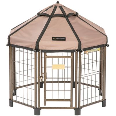 Pet Gazebo 3 ft. Dog Kennel, with Earth Taupe Brown Cover
