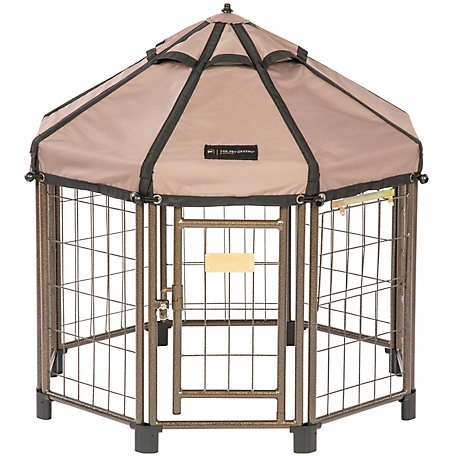 Pet Gazebo 3 ft. Dog Kennel, with Earth Taupe Brown Cover