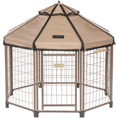 Advantek Pet Gazebo 4ft. Dog Kennel, with Earth Taupe Brown Cover