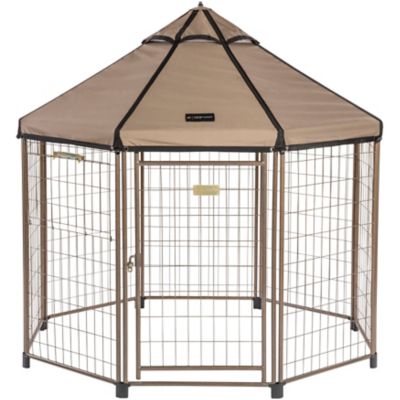 Advantek Pet Gazebo 5ft. Dog Kennel, with Earth Taupe Brown Cover