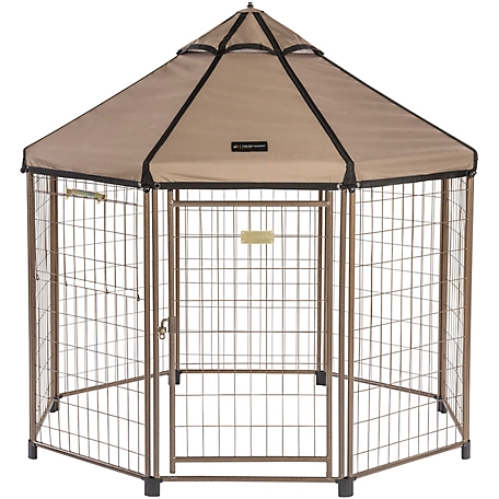 Pet Gazebo 5 ft. Dog Kennel, with Earth Taupe Brown Cover