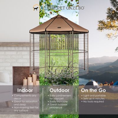 Image showing  8 ft. x 8 ft. x 8 ft. Welded Wire Dog Kennel with Earth Taupe Brown Cover