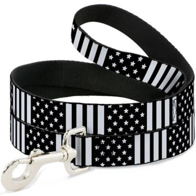 Buckle-Down American Flag Nylon Dog Leash, Black/White
