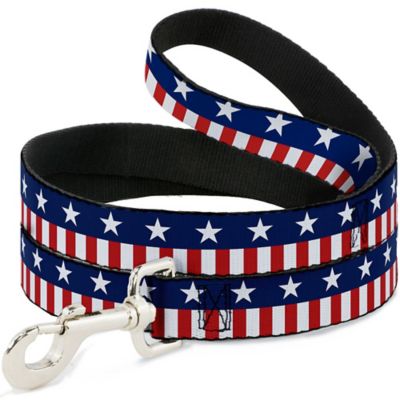 Buckle-Down Ana Stars 2 Dog Leash, Blue/White/Red/White