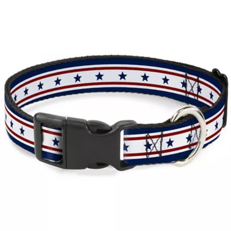 Buckle-Down Americana Stars and Stripes Plastic Clip Dog Collar Plastic Clip Dog Collar 9.5 to 13 in. Dog Basic Collars