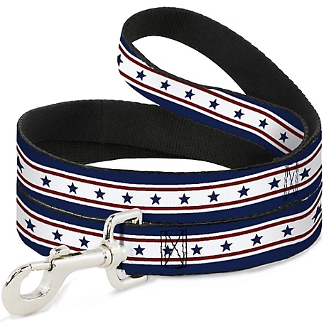 Buckle-Down Americana Stars and Stripes Dog Leash, Blue/White/Red