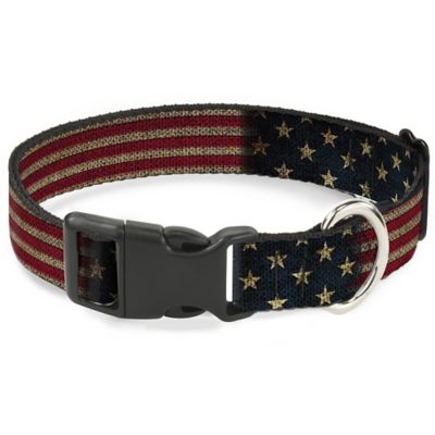 Buckle-Down Vintage US Flag Stretch Plastic Clip Dog Collar