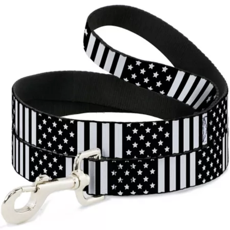 American Flag Buckle Dog Leash Black/White Dog Basic Leashes