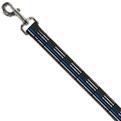 Image showing  Thin Blue Line Flag Weathered Dog Leash, Black/Gray/Blue, DL-6FT-W30170