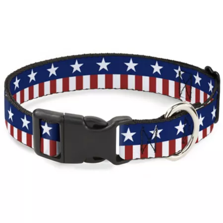 Buckle-Down Americana Stars and Stripes Plastic Clip Dog Collar Plastic Clip Dog Collar 20-31 in. Dog Basic Collars