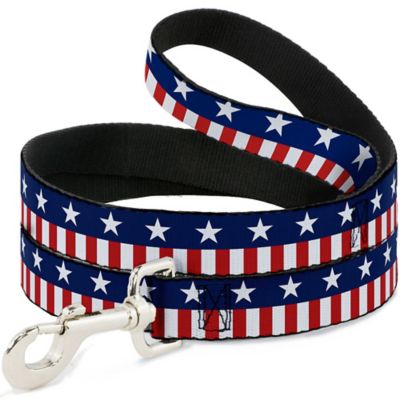 Buckle-Down Americana Stars and Stripes Dog Leash, Blue/White/Red/White