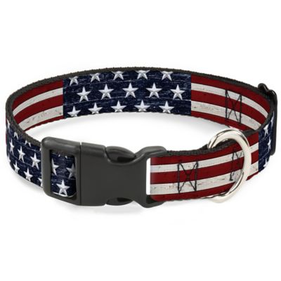 Buckle-Down Americana Rustic Stars and Stripes Plastic Clip Dog Collar Plastic Clip Dog Collar