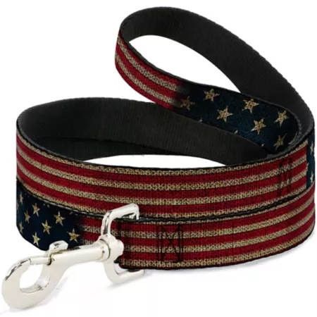 Expandable Dog Leash with Vintage American Flag Buckle 1" x 6' Dog Basic Leashes