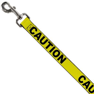 Image showing  CAUTION Nylon Dog Leash, Yellow/Black