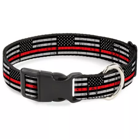 Black/Grey/Red Plastic Clip-On Dog Collar with Weathered Lag Buckle Dog Basic Collars