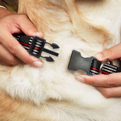 Image showing 1 th Buckle-Down Lag Weathered Black/Gray/Red Plastic Clip Dog Collar