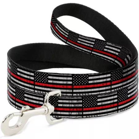 Fine Loop Dog Leash with Red Flag 1 in x 4 ft Black/Grey/Red Dog Basic Leashes