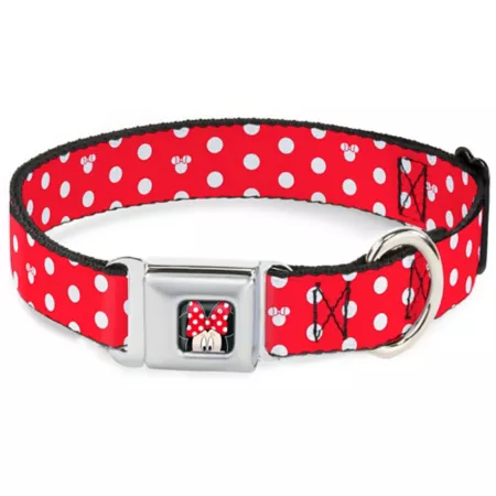 Adjustable Dog Collar with Seat Belt Buckle Minnie Mouse Polka Dot/Mini Silhouette Dog Basic Collars