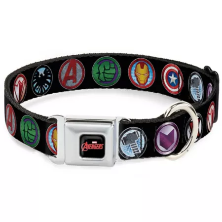 Avengers Icons Buckle-Down Seat Belt Buckle Dog Collar Dog Basic Collars