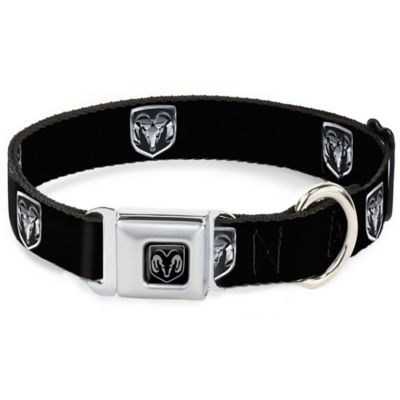 Buckle-Down Ram Black/Silver Logo Seatbelt Buckle Dog Collar