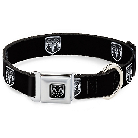Buckle-Down Ram Black/Silver Logo Seatbelt Buckle Dog Collar