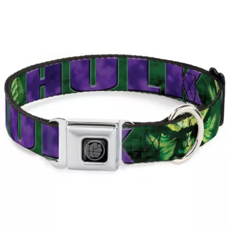 Dog Collar with Seat Belt Buckle Buckle-Down Hulk Face Close-Up/Action Pose Dog Basic Collars