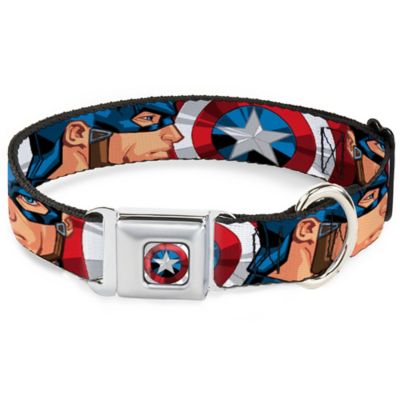 Buckle-Down Captain America Face Turns/Shield Close-Up Seatbelt Buckle Dog Collar