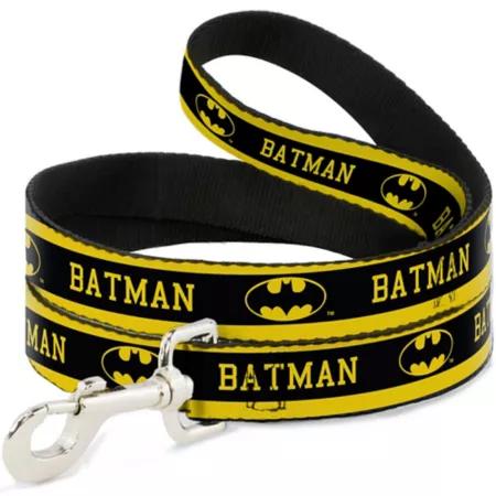 Buckle-Down Batman/Logo Stripe Dog Leash 1 in x 4 ft Yellow/Black Dog Basic Leashes