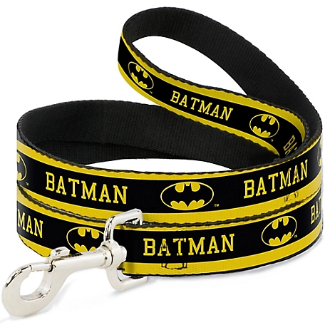 Buckle-Down Batman/Logo Stripe Dog Leash, 1 in. x 4 ft., Yellow/Black