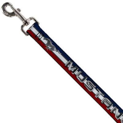 Image showing  Mustang Text/Tri-Bar Stripe Nylon Dog Leash, 4 ft.
