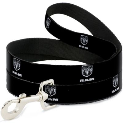 Buckle-Down Ram Black/Silver Logo Dog Leash, 1 in. x 4 ft.