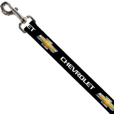 Image showing  Chevrolet/Bowtie Nylon Dog Leash, 4 ft., Black/Gold/White