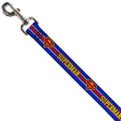 Image showing  Superman Shield Stripe Polyester Dog Leash, Blue/Yellow/Red