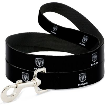 Buckle-Down Ram Black/Silver Logo Dog Leash, 1 in. x 6 ft.