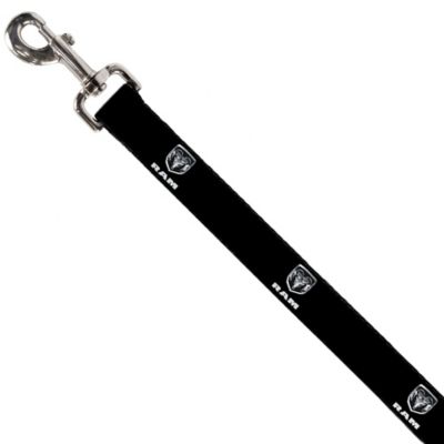 Image showing  Ram Black/Silver Logo Nylon Dog Leash, 6 ft.
