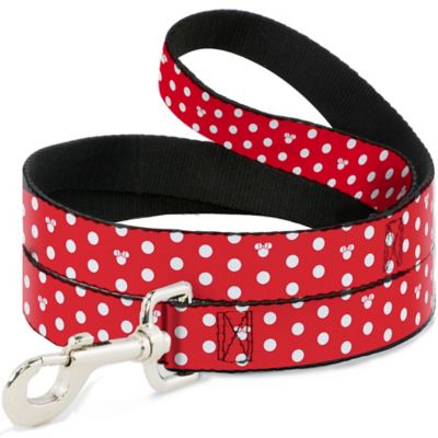 Buckle-Down Minnie Mouse Polka Dot/Mini Silhouette Dog Leash, 1 in. x 6 ft., Red/White