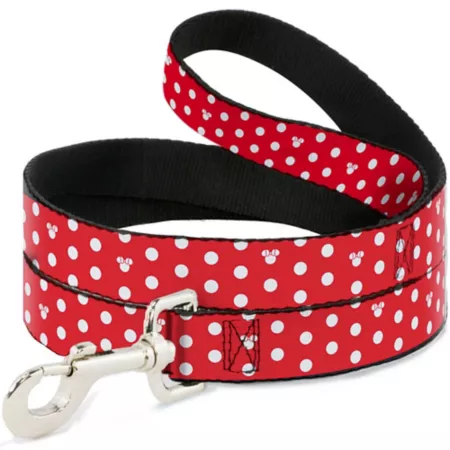 Buckle-Down Minnie Mouse Polka Dot/Mini Silhouette Dog Leash 1 in x 6 ft Red/White Dog Basic Leashes