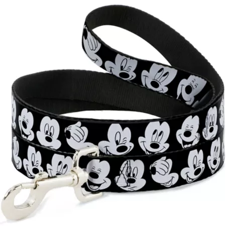 Buckle-Down Mickey Mouse Expressions Dog Leash 1-in x 6-ft Black/White Dog Basic Leashes