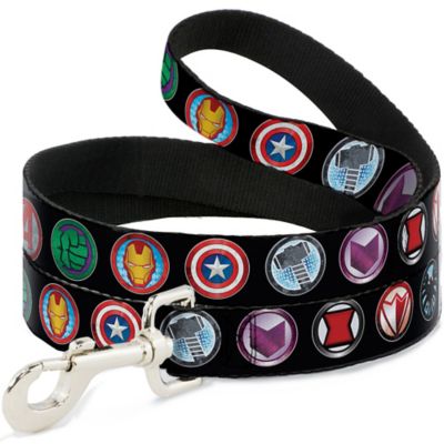 Buckle-Down Avengers Icons Dog Leash, 1 in. x 6 ft., Black/Multi Color