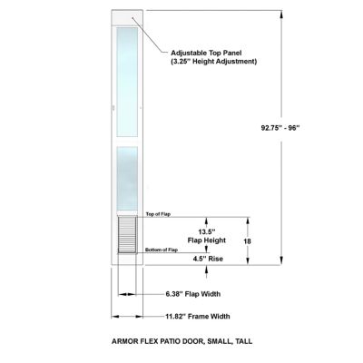 Image showing 5 th High Tech Pet Armor Flex Patio Pet Door, Small Opening Tall Height, 6.38 in. x 13.38 in. Opening