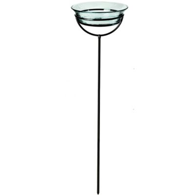 Mosaic Birds Cuban Garden Stake Bird Bath/Bird Feeder, Clear