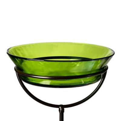 Image showing  37 in. Cuban Garden Stake Bird Bath/Bird Feeder, Lime