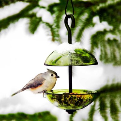 Image showing 2 th Mosaic Birds Double Hanging Poppy Bird Feeder, Lime